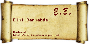 Elbl Barnabás névjegykártya